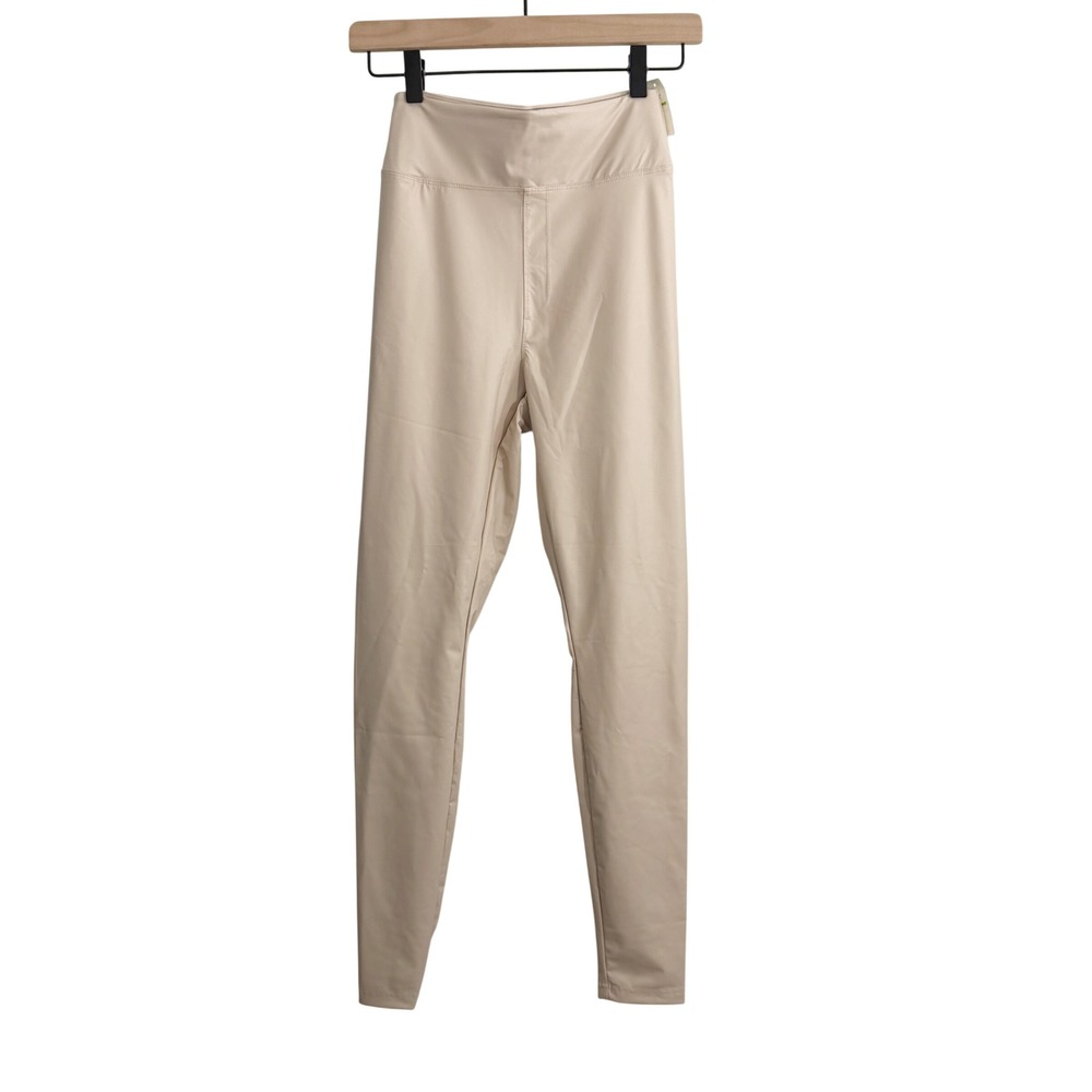 Offline by Aerie Real Luxe Faux Leather Leggings Beige Activewear Athleisure Gym